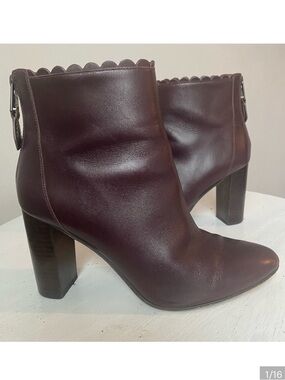 Coach Terence Scallop Soft Shine Ankle Boots Chocolate Brown size 8